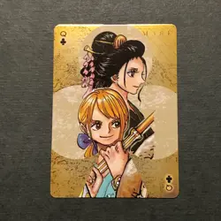 Y954 Nami & Nico Robin Golden Holo Japanese One Piece Poker Playing Card - Image 1