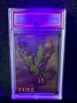 1999 Meiji Fire Moltres Promo Embossed Card PSA 10 (POP 11) - Image 3