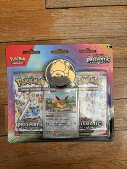 Pokemon TCG: Scarlet & Violet-Prismatic Evolutions Eevee Card, Coin & 2 Booster - Image 1