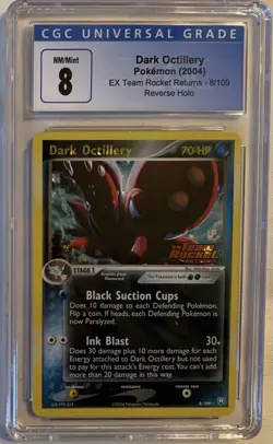 CGC 8 Dark Octillery Team Rocket Returns 8/109 Reverse Holographic Pokemon Card - Image 1