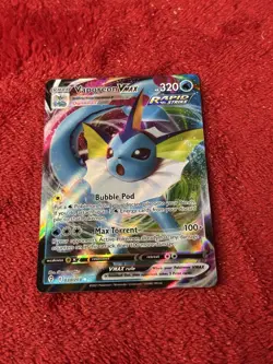 Vaporeon VMAX 030/203 SWSH07: Evolving Skies Holo Pokemon Card Near Mint - Image 1