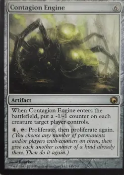 1x Contagion Engine MP Scars of Mirrodin Regular 145 Ships Double Sleeved - Image 1