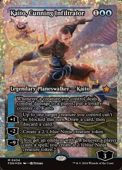 MTG Kaito, Cunning Infiltrator - Fracture Foil - Showcase, Foundations, Near Min - Image 1