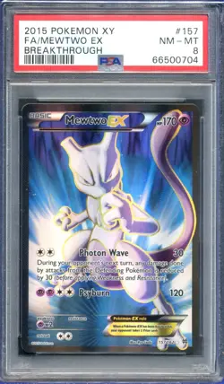 2015 Pokemon XY Breakthrough Full Art Mewtwo EX 157/162 #157 PSA 8 - Image 1