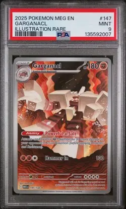 2025 POKEMON MEG EN-MEGA EVOLUTION ILLUSTRATION RARE #147 GARGANACL PSA 9 - Image 1
