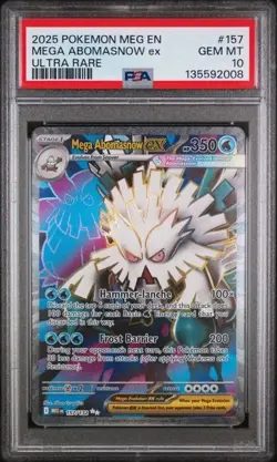 2025 POKEMON MEG EN-MEGA EVOLUTION ULTRA RARE #157 MEGA ABOMASNOW EX PSA 10 - Image 1