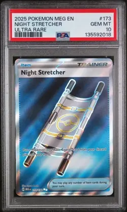 2025 Pokemon Mega Evolutions Night Stretcher Ultra Rare PSA 10 - Image 1