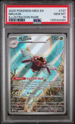 Pokemon Ninjask 137/132 Me01: Mega Evolution Illustration Rare Holo 2025 PSA 10 - Image 1