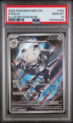 2025 POKEMON MEG EN-MEGA EVOLUTION ILLUSTRATION RARE #150 STEELIX PSA 10 - Image 1