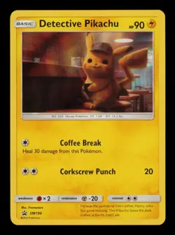 Pokemon Card Detective Pikachu SM190 Holo Movie Coffee Promo Foil LP 2019 - Image 1