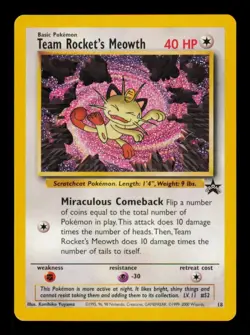 Pokemon Card Team Rocket's Meowth 18 Black Star Promo WOTC LP 2000 - Image 1