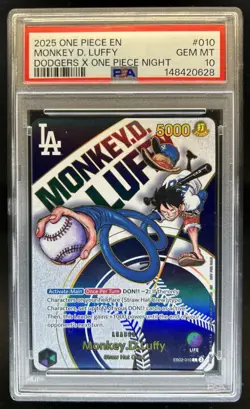 2025 One Piece Anime 25th Monkey D. Luffy Dodgers Night Leader #EB02-010 PSA 10 - Image 1