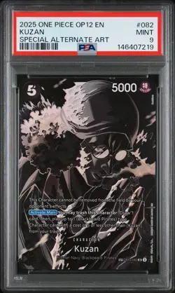 2025 ONE PIECE OP12-LEGACY OF THE MASTER SPECIAL ALTERNATE ART #082 KUZAN PSA 9 - Image 1