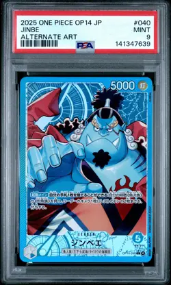 2025 ONE PIECE JPN OP14-THE AZURE SEA'S SEVEN ALTERNATE ART #040 JINBE PSA 9 - Image 1
