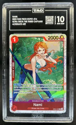 2023 One Piece Three Captains Nami Alternate Art #OP01-016 TAG 10 - Image 1