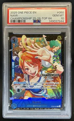 2025 One Piece Nami Championship 25-26 Top 64 #OP09-050 PSA 10 GEM MINT - Image 1