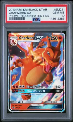2019 POKEMON SM BLACK STAR PROMO HIDDEN FATES TINS #SM211 CHARIZARD GX PSA 10 - Image 1
