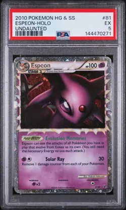2010 POKEMON HEARTGOLD & SOULSILVER UNDAUNTED #81 ESPEON-HOLO PSA 5 - Image 1