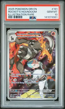 2025 POKEMON DESTINED RIVALS ILLUSTRATION RARE #191 TEAM ROCKETS HOUNDOOM PSA 10 - Image 1