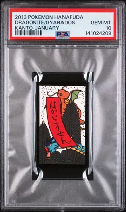 2013 POKEMON HANAFUDA KANTO JANUARY DRAGONITE/GYARADOS PSA 10 - Image 1