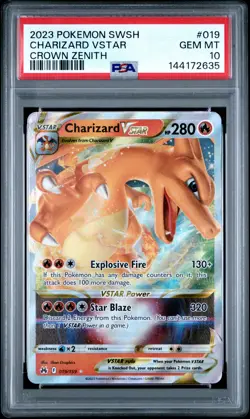 2023 POKEMON SWORD & SHIELD CROWN ZENITH #019 CHARIZARD VSTAR PSA 10 - Image 1