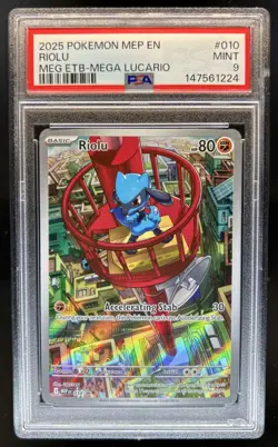 2025 Pokemon MEP Black Star Promos Riolu Full Art #010 PSA 9 - Image 1