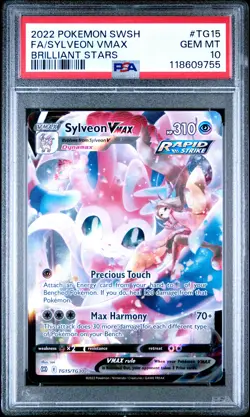 2022 Pokemon Sword & Shield Brilliant Stars #TG15 Full Art Sylveon Vmax PSA 10 - Image 1