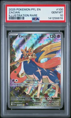 2025 POKEMON PFL EN-PHANTASMAL FLAMES ILLUSTRATION RARE #100 ZACIAN PSA 10 - Image 1