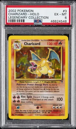 2002 POKEMON LEGENDARY COLLECTION #3 CHARIZARD-HOLO PSA 6 - Image 1