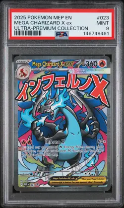 2025 POKEMON MEP EN-ME BLACK STAR PROMO #023 MEGA CHARIZARD X EX PSA 9 - Image 1