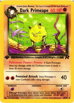 Pokemon TCG Dark Primeape 43/82 1st Edition Team Rocket DMG - Image 1