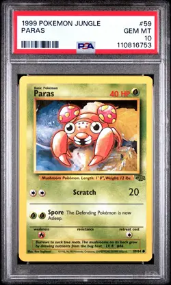 1999 POKEMON JUNGLE #59 PARAS PSA 10 - Image 1