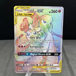 Pokemon Gardevoir Sylveon GX Rainbow Secret Rare Card 225 Unbroken Bonds 100 - Image 1