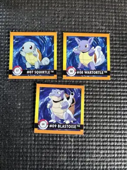 1999 Artbox Pokemon Stickers Series 1 Blastoise Wartortle Squirtle Set #7,8,9 - Image 1