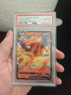 PSA 10 GEM MINT Charizard V 019/189 Pokemon SWSH Darkness Ablaze Ultra Rare Holo - Image 1