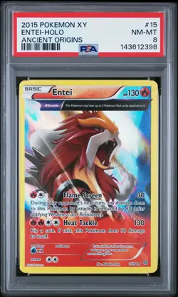 2015 POKEMON XY ANCIENT ORIGINS #15 ENTEI-HOLO PSA 8 - Image 1