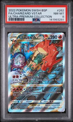 2022 POKEMON SWSH BLACK STAR PROMO #262 FULL ART/CHARIZARD VSTAR PSA 8 - Image 1