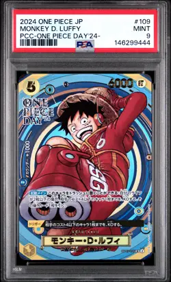 2024 ONE PIECE JPN PREM CARD COLL ONE PIECE DAY'24 #109 MONKEY D. LUFFY PSA 9 - Image 1