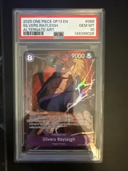 2025 One Piece - Carrying On His Will OP13-066 Silvers Rayleigh Alt Art PSA 10 - Image 1