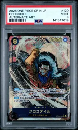 2025 ONE PIECE JPN OP14-THE AZURE SEA'S SEVEN ALTERNATE ART #120 CROCODILE PSA 9 - Image 1