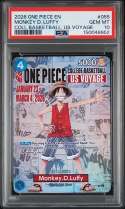 2026 ONE PIECE PROMOS ONE PIECE COLLEGE BK: US VOYAGE MONKEY D. LUFFY PSA 10 - Image 1