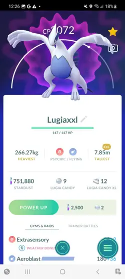 Pokemon Go Legendary Lugia ( Normal ) ( XXL ) - Image 1