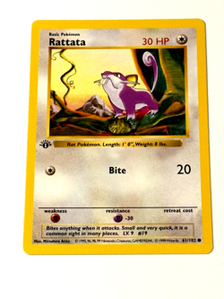 RATTATA 61/102 1st edition shadowless Pokemon NM Condition Card - Image 1