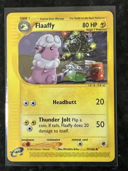 Flaaffy Pokemon Card 77/165 Expedition Base Card,2002 Pokemon TCG LP+ - Image 1