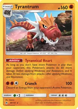 Tyrantrum 69/131 Holo Forbidden Light Pokemon Card NM - Image 1