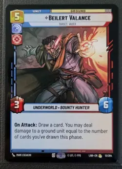 Star Wars Unlimited Beilert Valance LAW 51/264 RARE Card - Lawless Time - Image 1