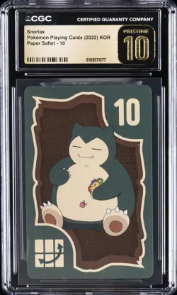 2022 POKEMON PLAYING CARDS KOREAN PAPER SAFARI #10 SNORLAX CGC 10 PERFECT - Image 1