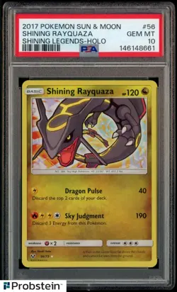 2017 Pokemon Sun & Moon Shining Legends Holo #56 Shining Rayquaza PSA 10 - Image 1
