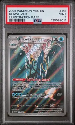 2025 POKEMON MEG EN-MEGA EVOLUTION ILLUSTRATION RARE #141 CLAWITZER PSA 9 - Image 1