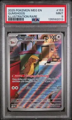 2025 POKEMON MEG EN-MEGA EVOLUTION ILLUSTRATION RARE #153 GUMSHOOS PSA 9 - Image 1